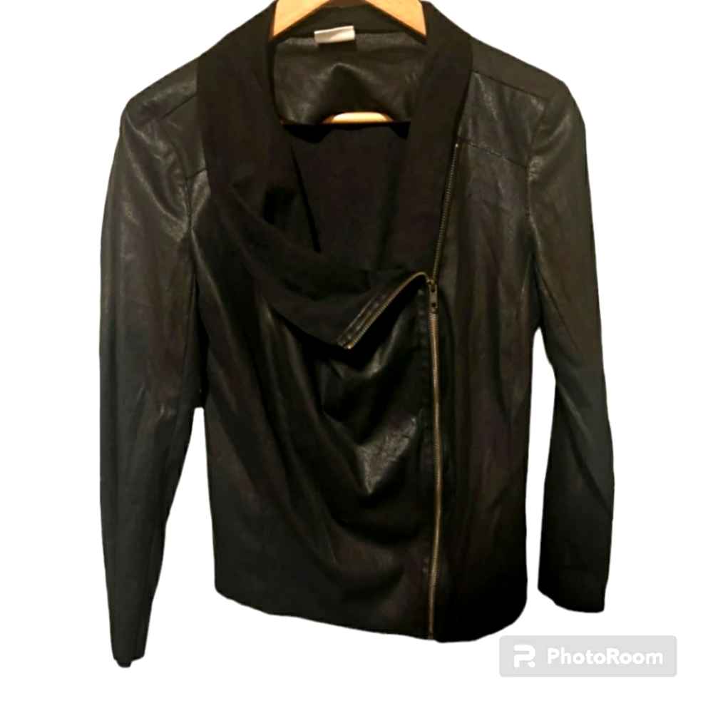 Motorcycle Style Mote leather lightweight black Zip Up jacket size Med New